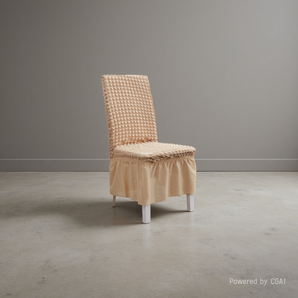 Beige woven texture chair cover and silver fox fleece printed chair cover Application Scenario