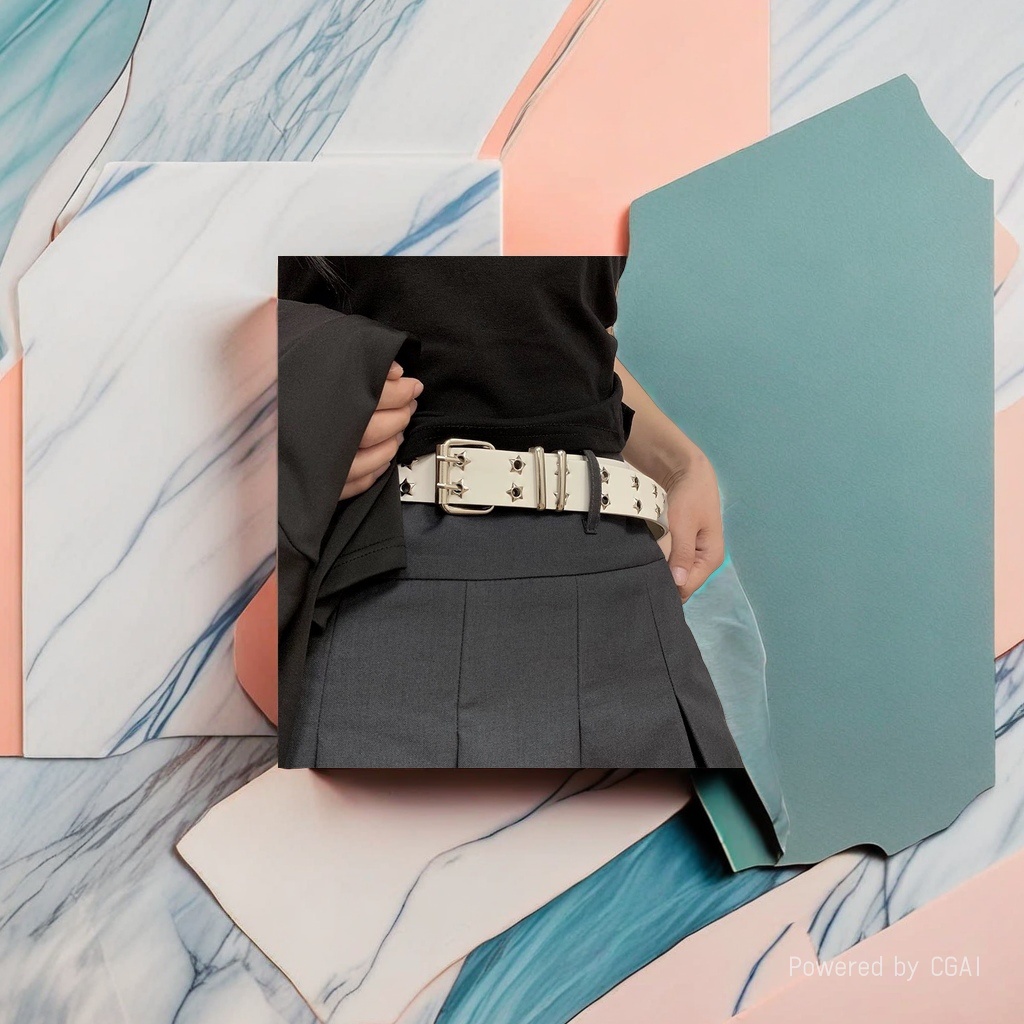 白色铆钉皮带 休闲商务简约时尚真皮带