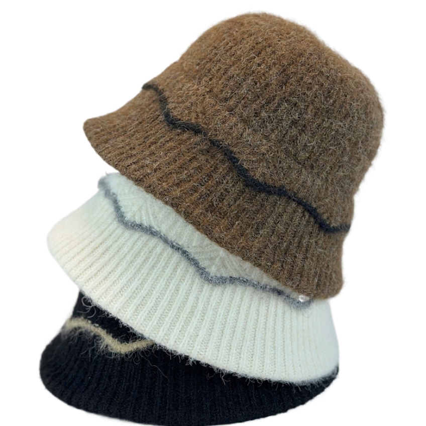 New natural-look, simple and versatile knitted fisherman hat, warm and face-enhancing for autumn and winter, small outdoor cold-proof large-head bucket hat Item Picture