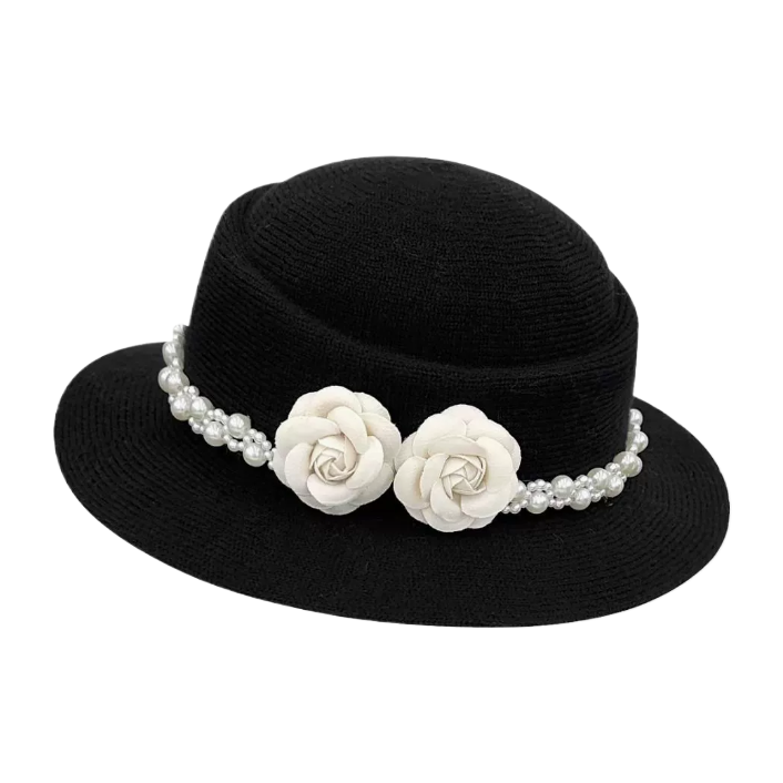 Francés hepburn viento perla camellia sombrero niño primavera otoño temperamento elegante retro mostrar cara pequeño pintor sombrero maré Item Picture