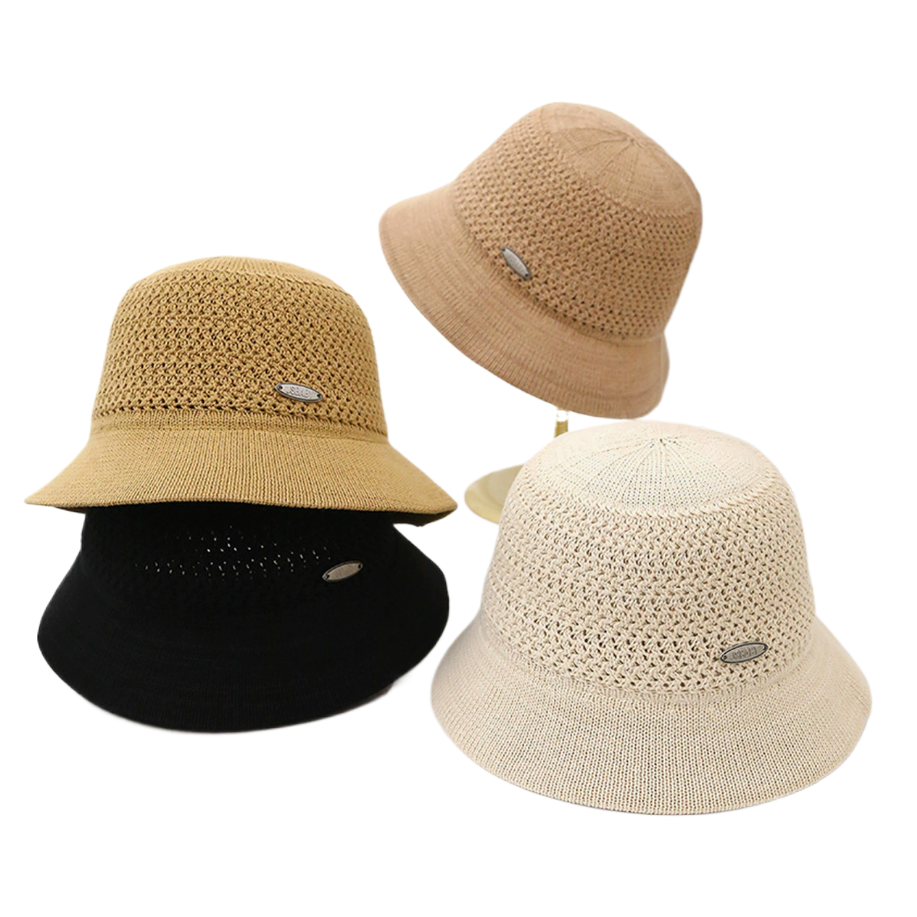 The new Spring and Autumn style of small casual knitted basin cap for women's autumn sun hat, with a breathable and hollowed-out Korean-style knitted design Item Picture