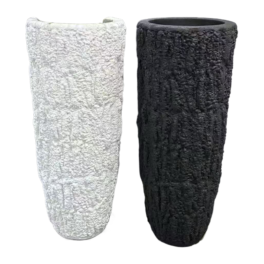 2026 Light Luxury Minimalist Style floor-standing Large Vase for Homestay and hotel soft decoration Black and white flower pot Set for Home living room flower pot ornaments Item Picture