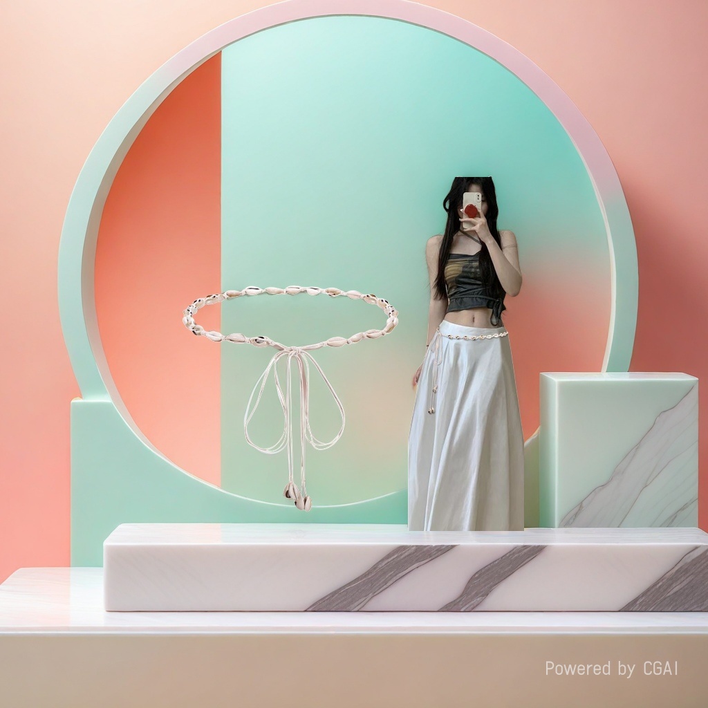 Spring waist chain, women's fashionable jeans chain, decorative belt, chain accessory, 18cm details Picture