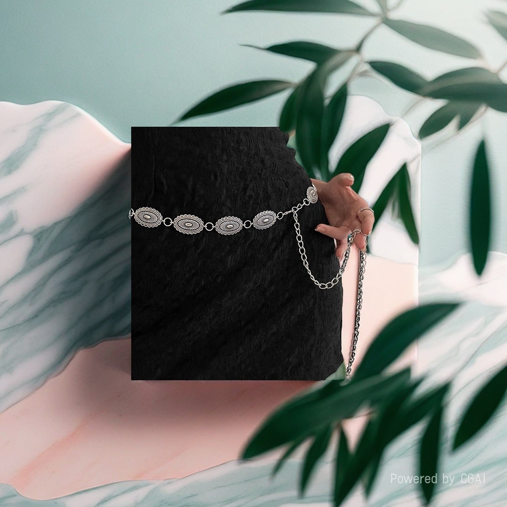 Spring waist chain, jeans, waist chain, waist belt, pants chain, fashionable decoration, simple style details Picture