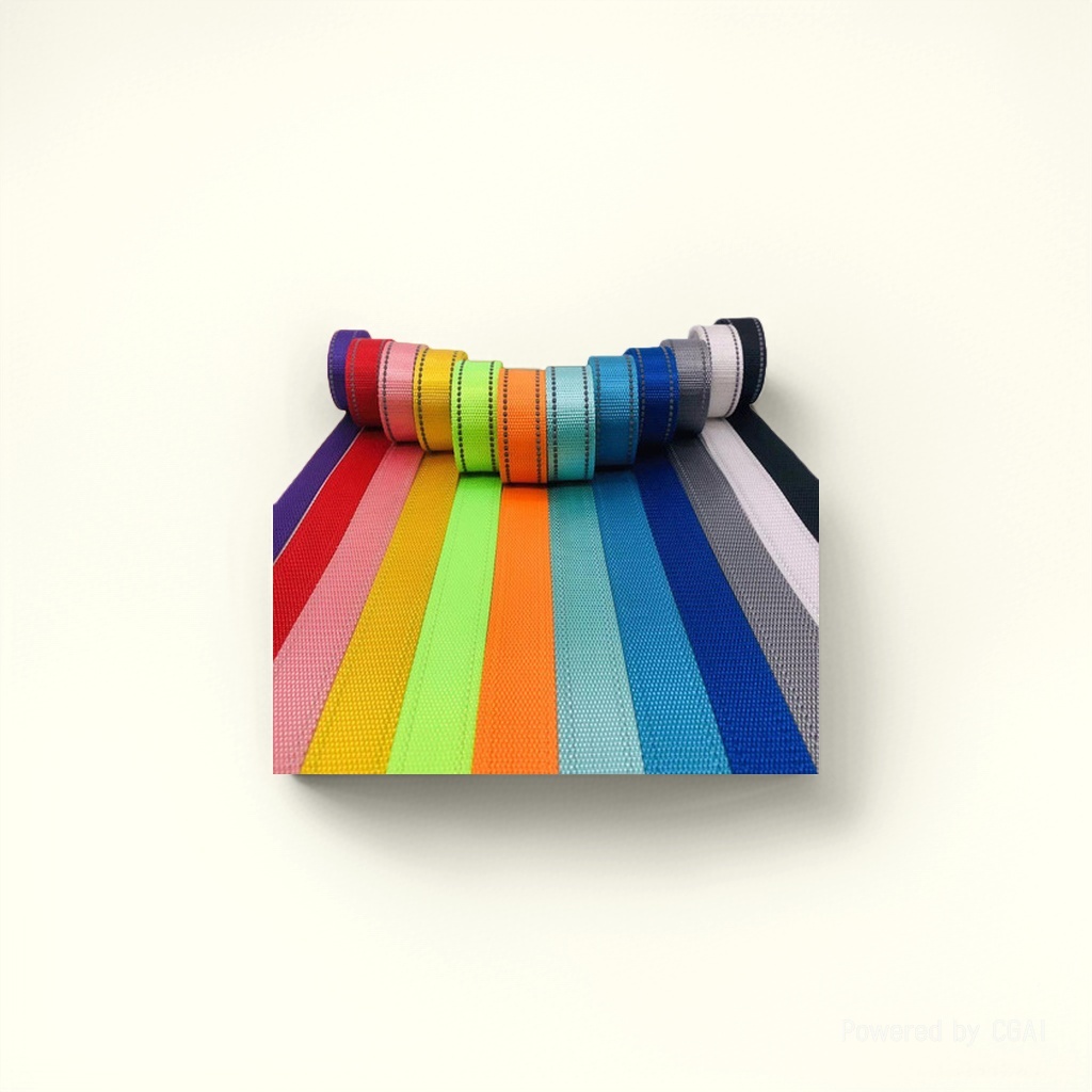 Rainbow gradient polyester webbing, colored ribbon edge-wrapped fabric strip pull tape, nylon 10mm Specification image