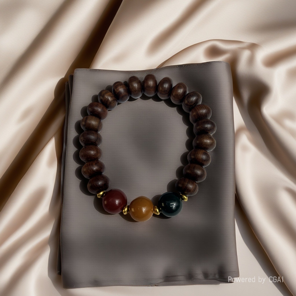 New Chinese-style yellow rosewood three-color old-style bead traffic light bracelet, men's and women's artistic retro Buddhist bead bracelet, prayer bead jewelry Application Scenario