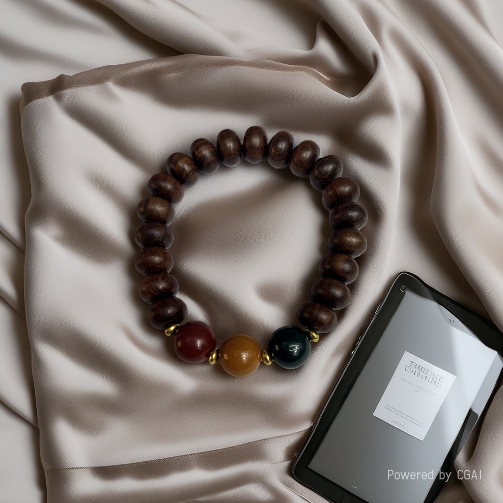 New Chinese-style yellow rosewood three-color old-style bead traffic light bracelet, men's and women's artistic retro Buddhist bead bracelet, prayer bead jewelry details Picture