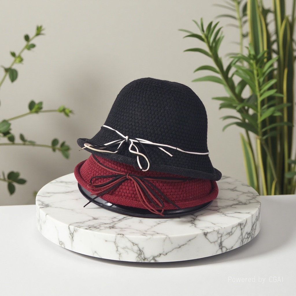 Wholesale of bow-shaped small basin hats, women's woolen hats, warm small chanel-style round hats and painter hats for autumn and winter
