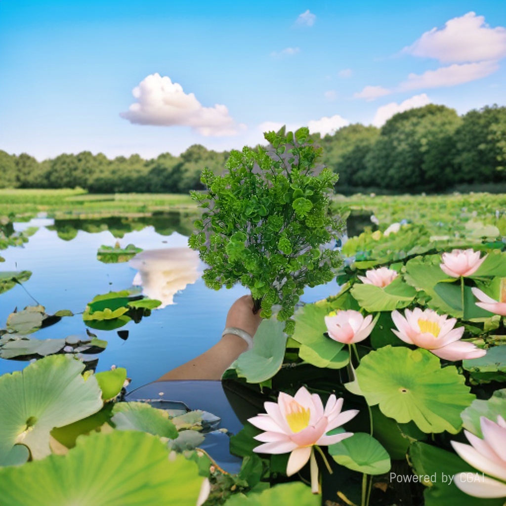 仿真绿植墙假花干花仿真花满天星绿萝仿真花塑料荷花18头三叉塑料水草绿植DIY植物墙