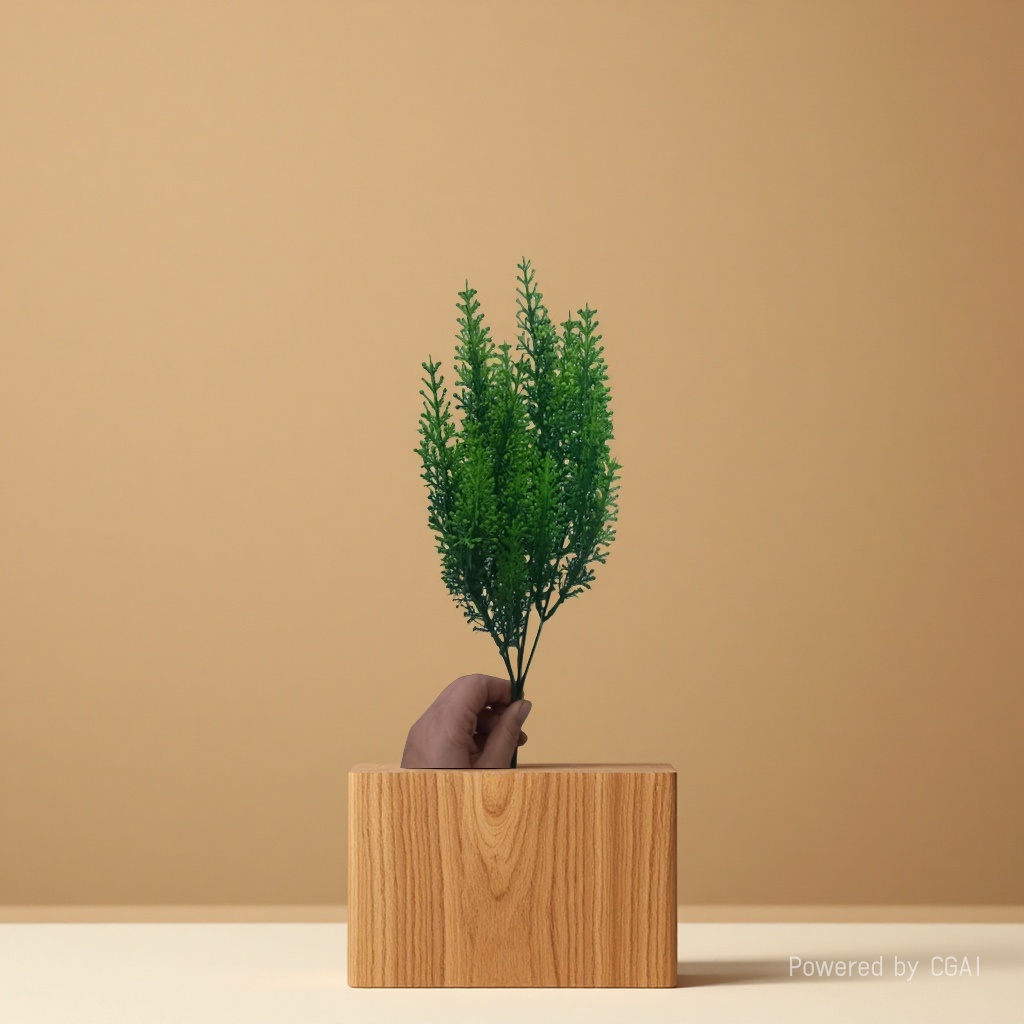 Artificial plants, artificial green plants, artificial flowers, 5-fork 25-mesh plastic spray-painted aquatic plants, indoor and outdoor DIY decoration and shooting props in stock Specification image