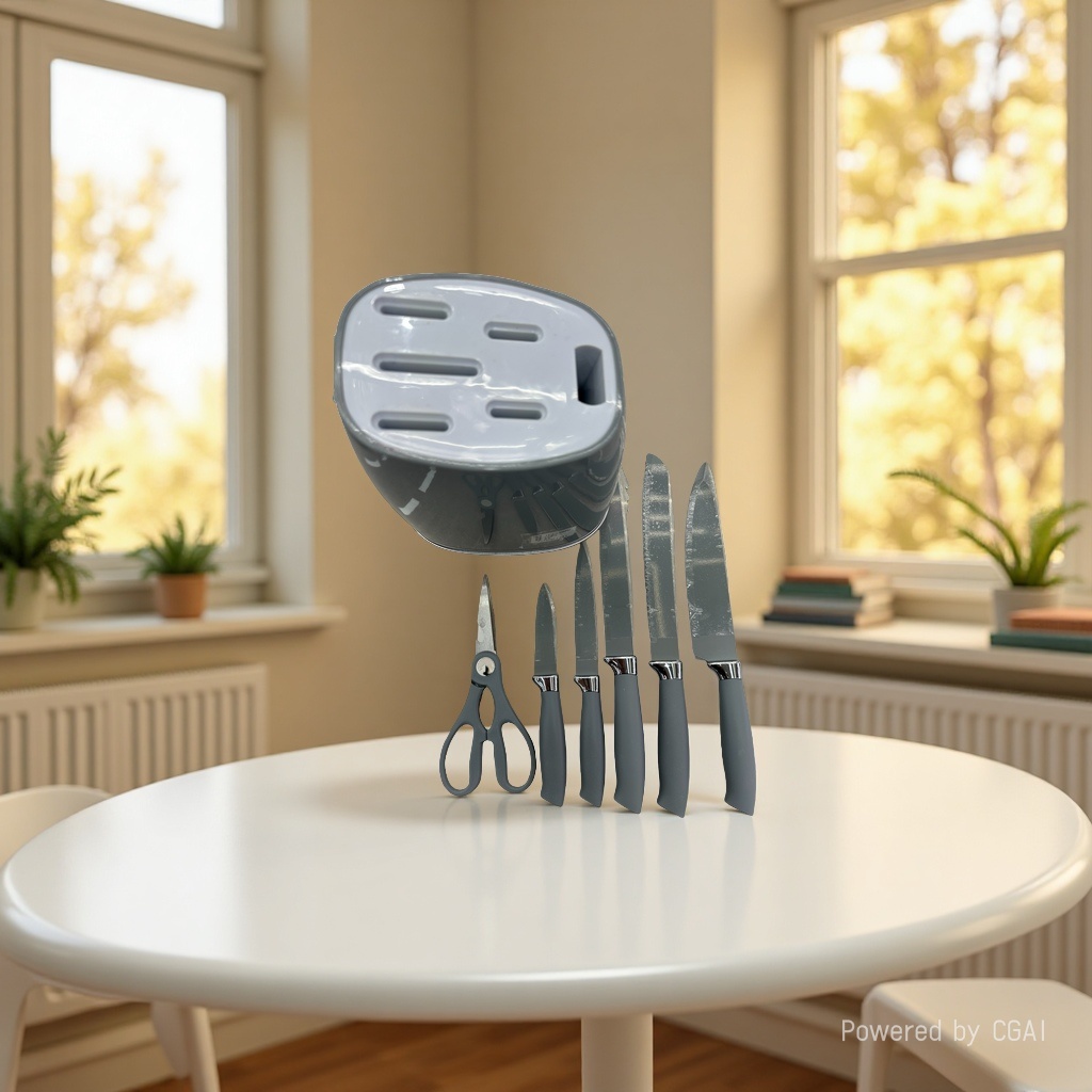 130 Kitchen knife set in grey details Picture
