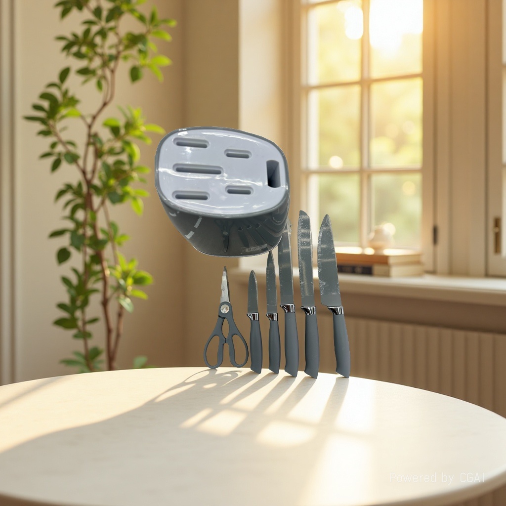 130 Kitchen knife set in grey Specification image