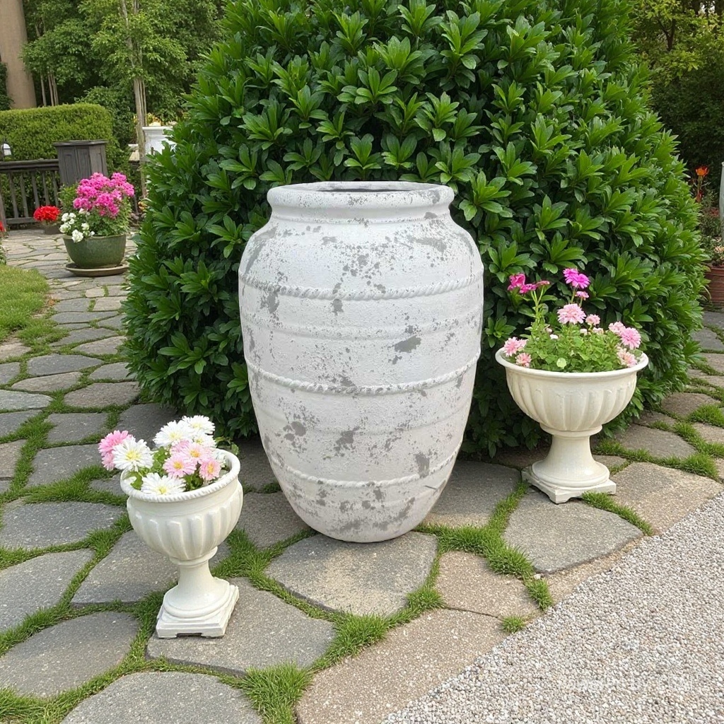 水泥花盆 园林摆件水泥大花瓶，室内可以插花，室外种植物皆可用水泥花盆 园林摆件sn-105144815900