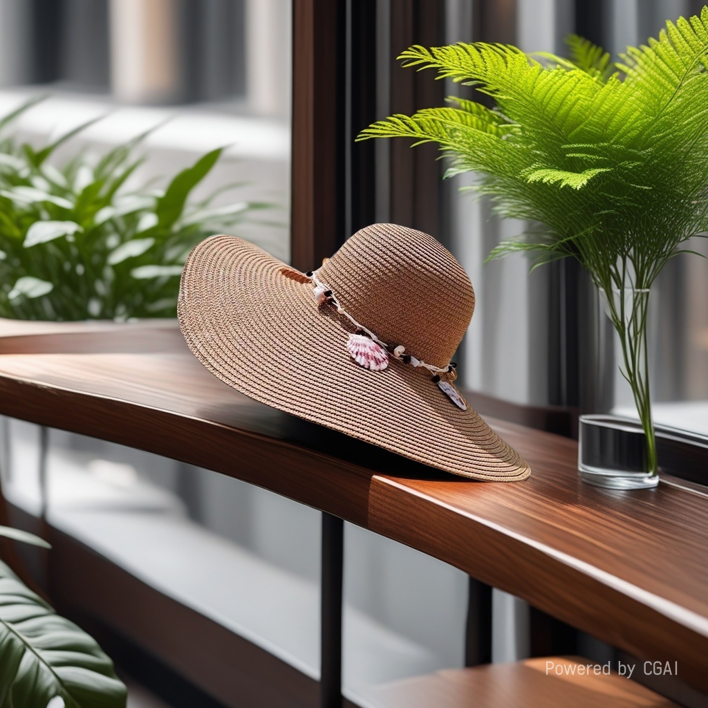 Ladies' summer white wide-brimmed straw hats decorated with shell ornaments, large straw hats, beach hats, sun protection hats and shade hats, seaside vacation and travel, daily outdoor leisure urban style Application Scenario