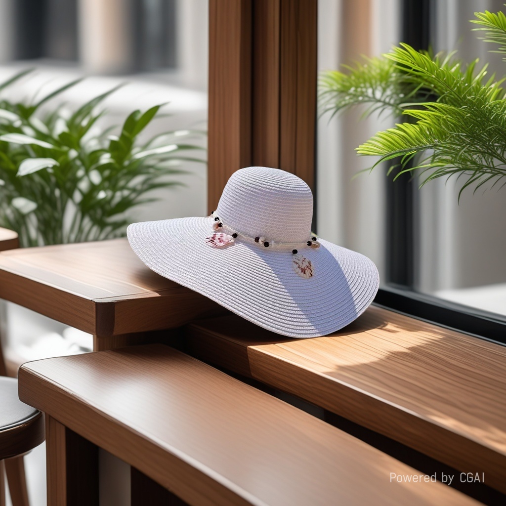 Ladies' summer white wide-brimmed straw hats decorated with shell ornaments, large straw hats, beach hats, sun protection hats and shade hats, seaside vacation and travel, daily outdoor leisure urban style