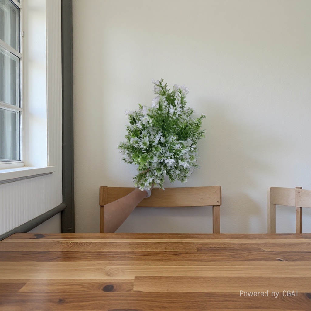 DIY decoration process of 18-head three-pronged green and white pine grass water plant plastic artificial flower plant wall, artificial green plant water plant, artificial green plant stock replenishment cabinet Specification image