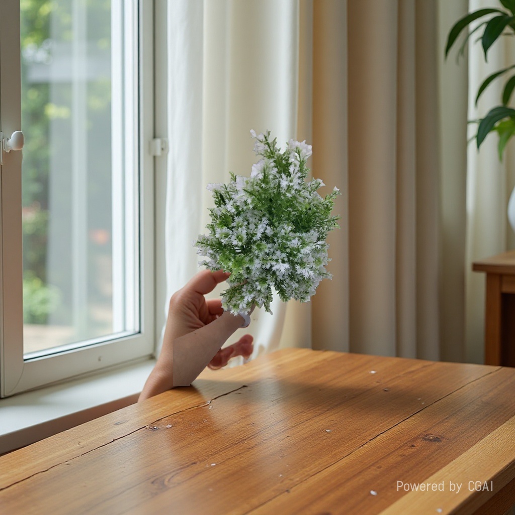 DIY decoration process of 18-head three-pronged green and white pine grass water plant plastic artificial flower plant wall, artificial green plant water plant, artificial green plant stock replenishment cabinet details Picture