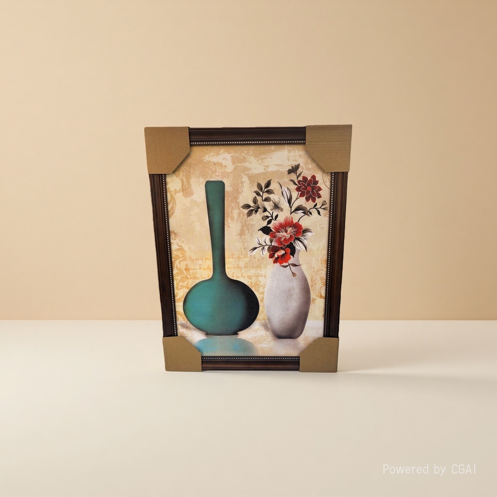 现代装饰画卧室壁画布艺画框装饰品密度板画花瓶挂画简约风