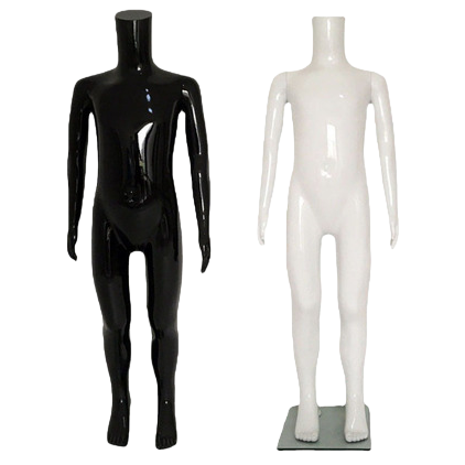 Spray-painted bright white and bright black 99CM headless model for children