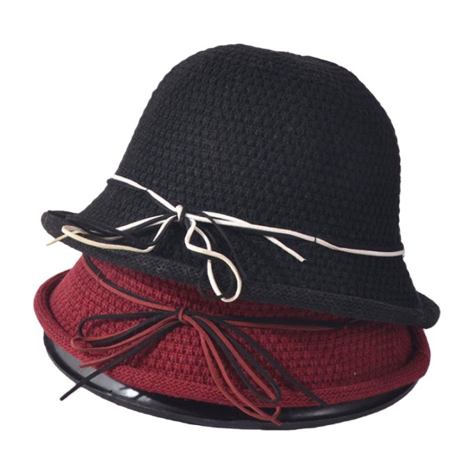 Wholesale of bow-shaped small basin hats, women's woolen hats, warm small chanel-style round hats and painter hats for autumn and winter Item Picture