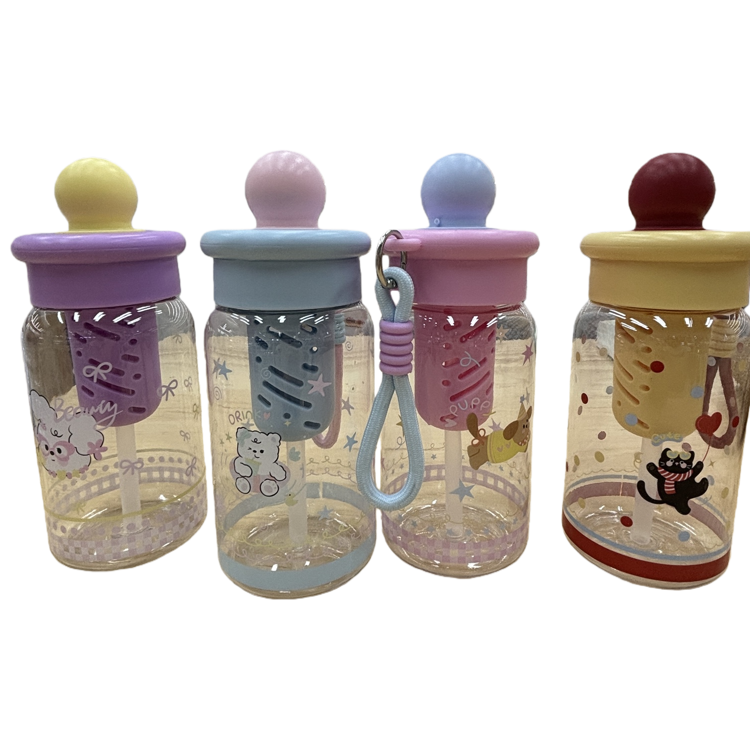卡通塑料水杯高颜值女生茶隔杯户外便携杯子学生吸管杯550ML