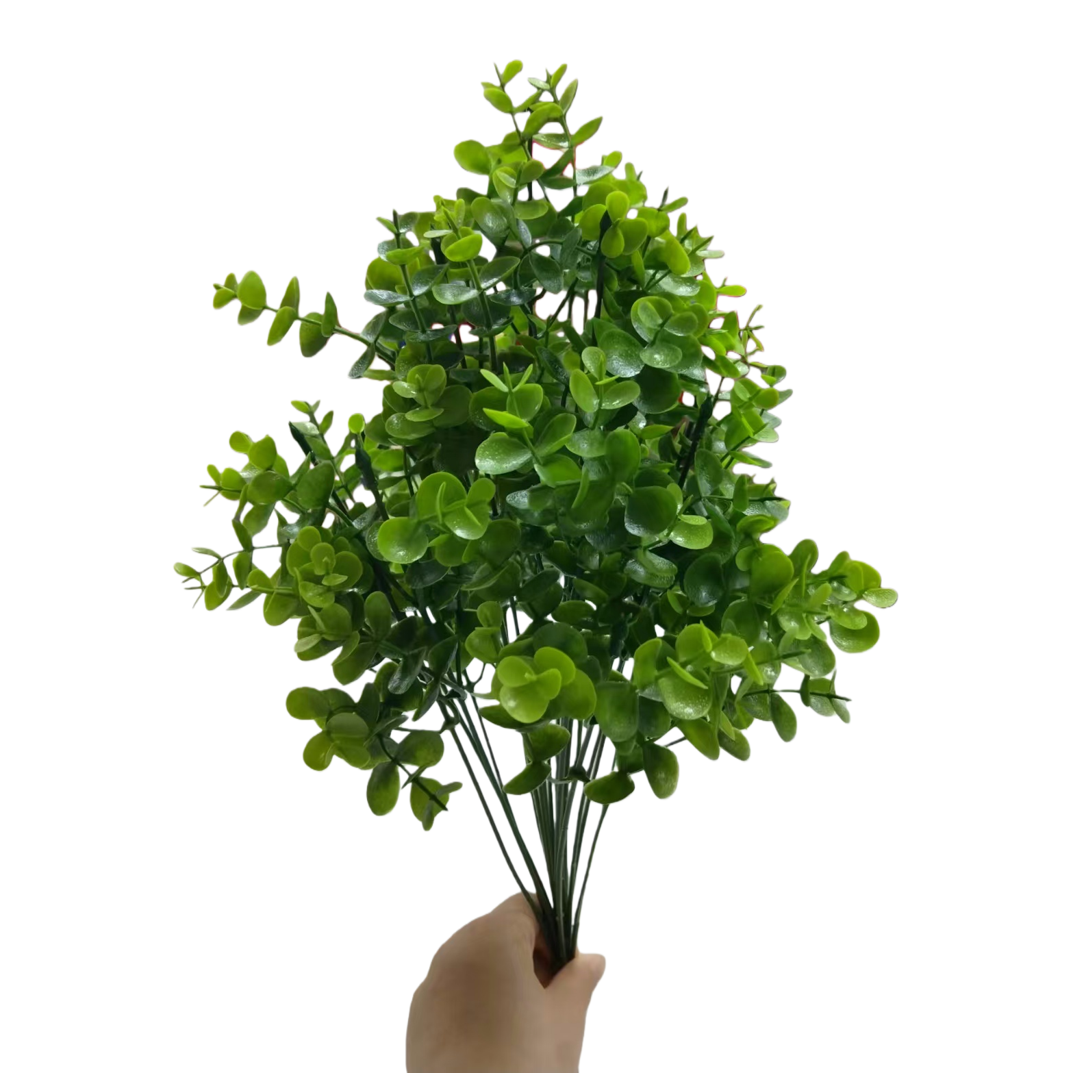 DIY decoration process of 18-head three-pronged large eucalyptus water plant plastic artificial flower plant wall, artificial green plant water plant, artificial green plant stock replenishment cabinet Item Picture