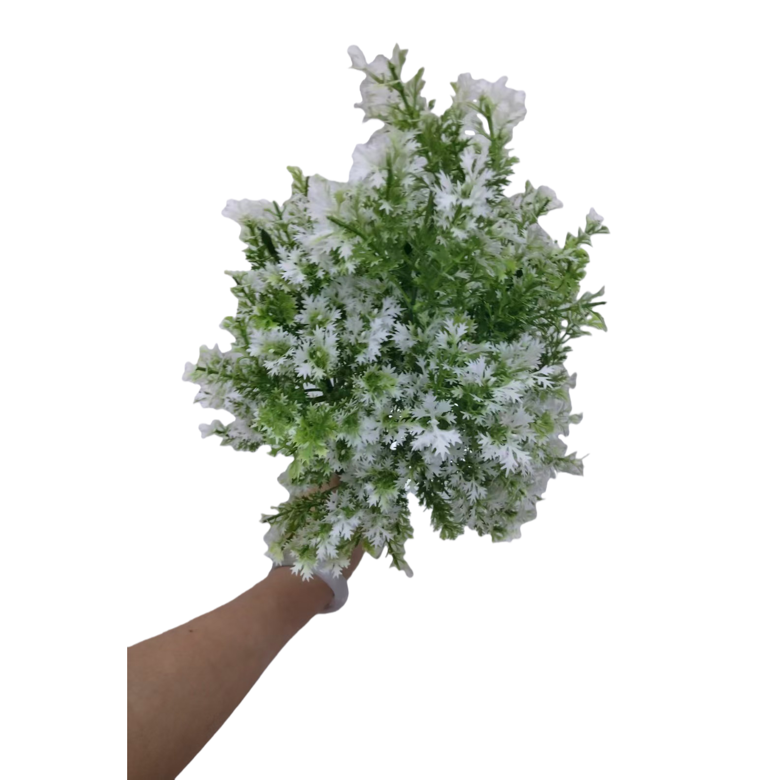DIY decoration process of 18-head three-pronged green and white pine grass water plant plastic artificial flower plant wall, artificial green plant water plant, artificial green plant stock replenishment cabinet Item Picture