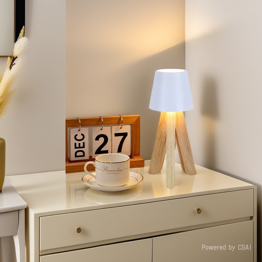 CICO Wooden Atmosphere small desk lamp with head switch night light type-c rechargeable portable desk lamp Specification drawing