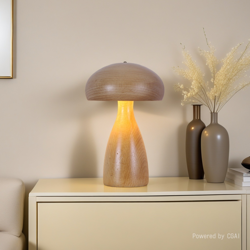 CICO Wooden Mushroom Atmosphere Small Desk Lamp Head Switch Night Light type-c Charging Portable Desk Lamp 102700176103038256 Specification drawing