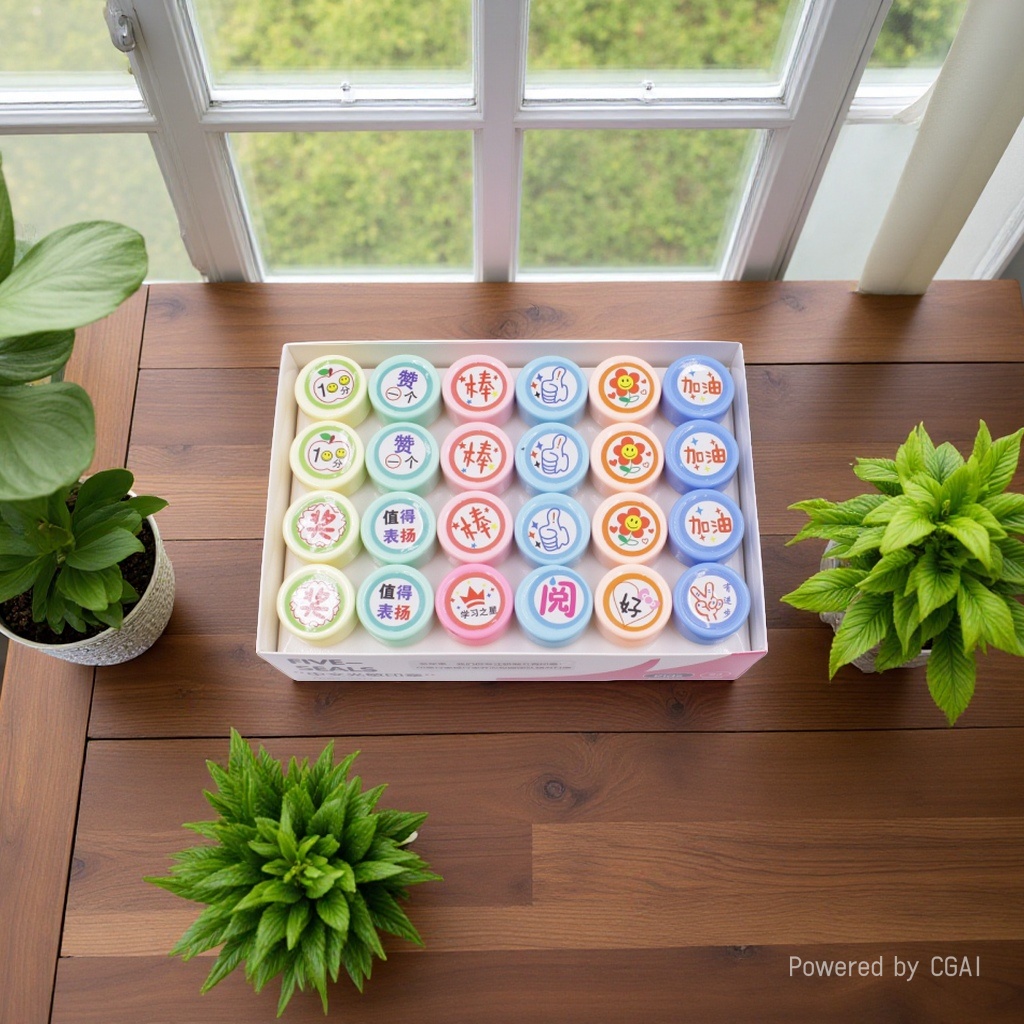 Cross-border Smiling face English photosensitive stamp, primary school student reward comment, Photosensitive stamp small gift Application Scenario