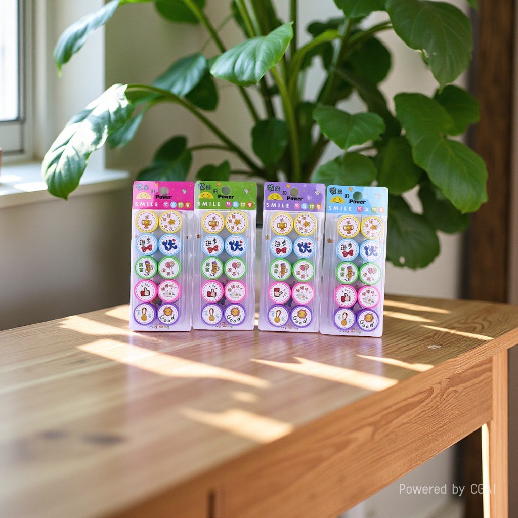 天才密码自来水印章10个装卡通幼儿园玩具印章 教具鼓励语印章