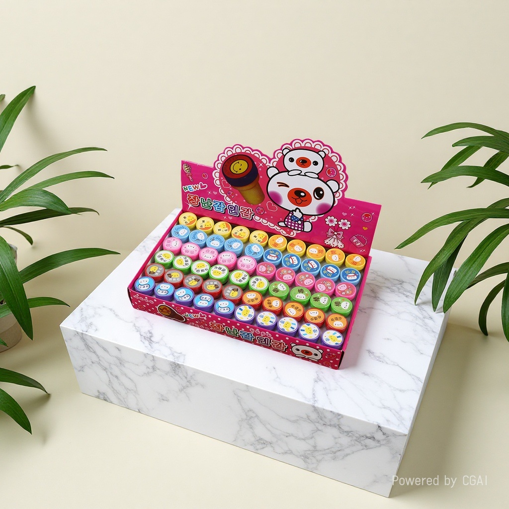 Genius Code, Cute cartoon, children's environmental protection, ten Thousand Times Teacher, Kindergarten, Encouraging toy stamps details Picture