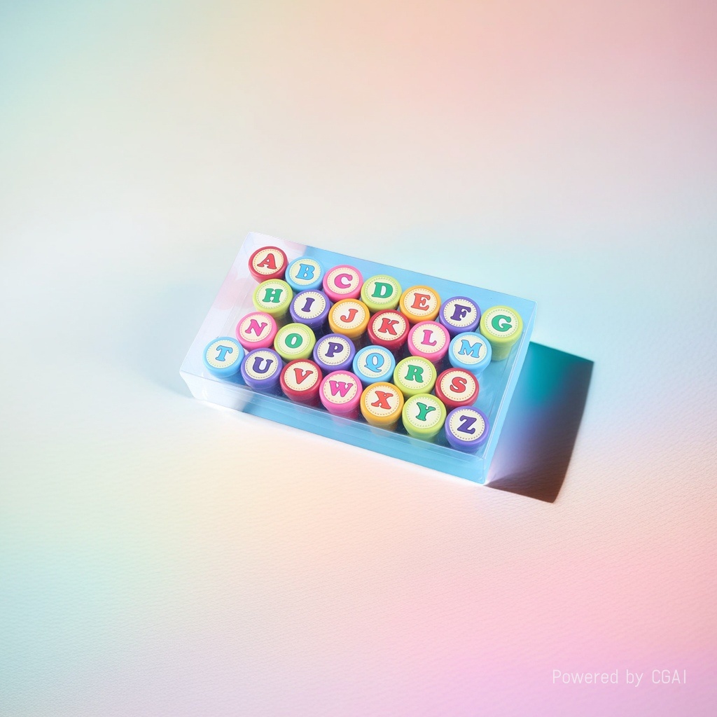 Genius Code 26-Digit Children's Day Toy Stamp Set Plastic Cartoon Small stamps details Picture