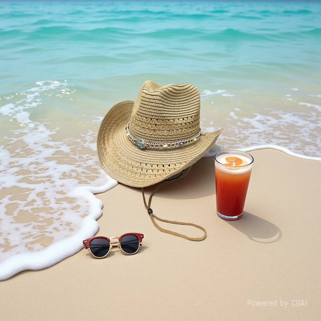 Grass woven straw hat, cowboy straw hat, beach hat, Panama sun protection hat, breathable and sun-protective, suitable for beach vacations, outings, outdoor leisure and daily wear