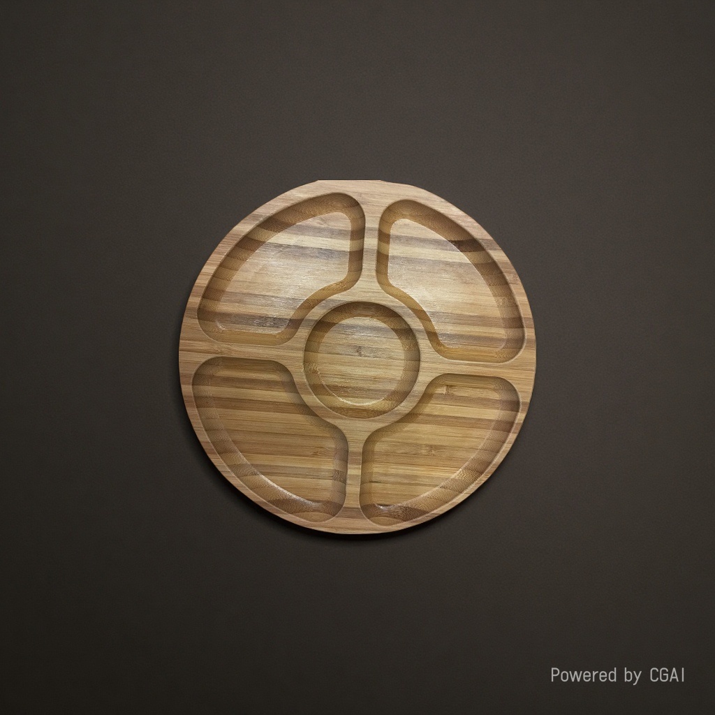 Food grid plates, bamboo trays, grid plates, bamboo, round in shape details Picture