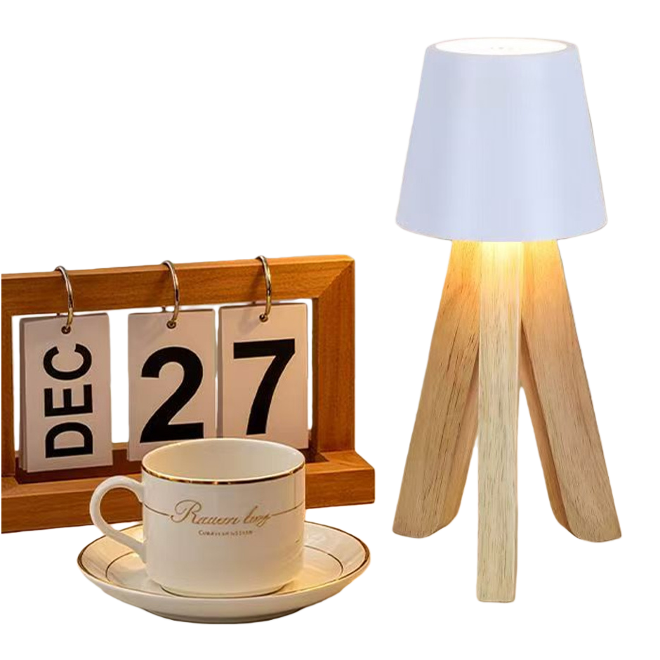 CICO Wooden Atmosphere small desk lamp with head switch night light type-c rechargeable portable desk lamp Item Picture