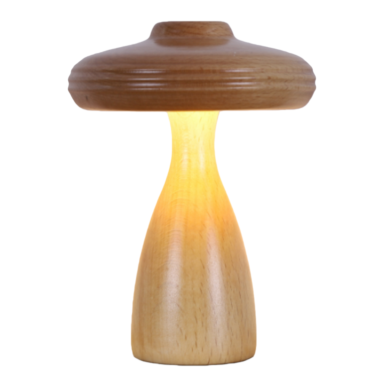 CICO Wooden Mushroom Atmosphere Small Desk Lamp Head Switch Night Light type-c Charging Portable Desk Lamp 102700176 Item Picture