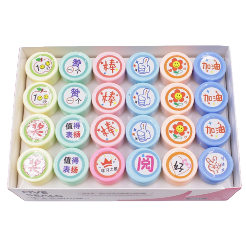 Cross-border Smiling face English photosensitive stamp, primary school student reward comment, Photosensitive stamp small gift Item Picture
