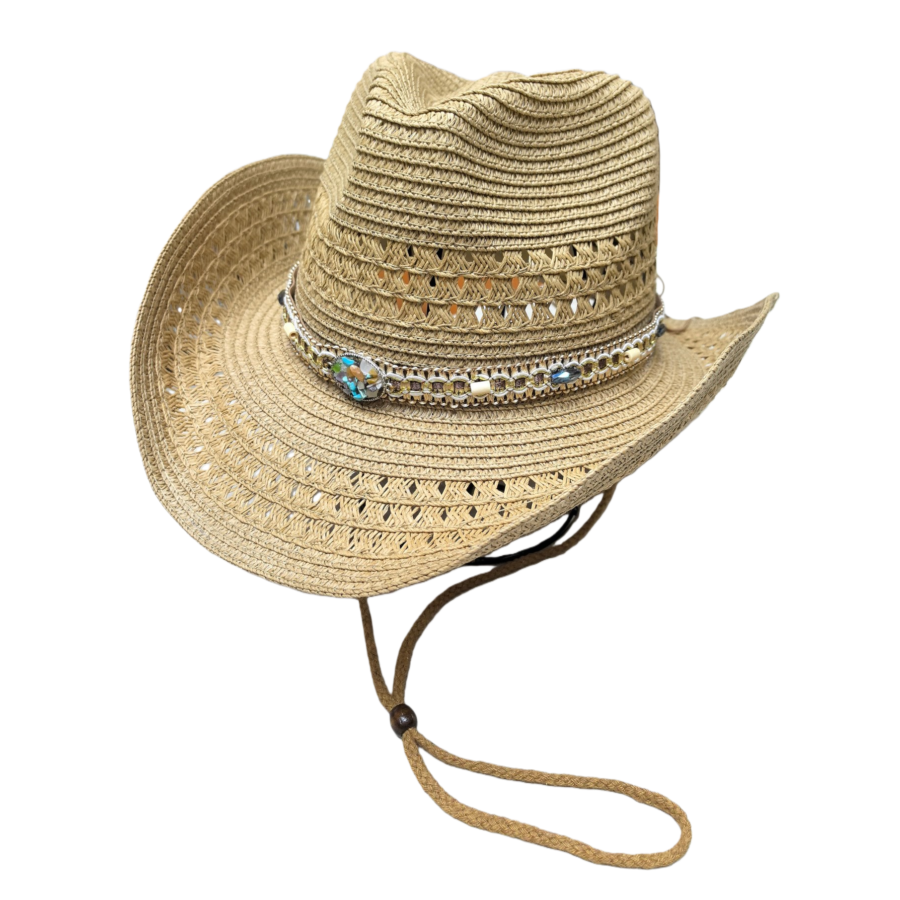 Grass woven straw hat, cowboy straw hat, beach hat, Panama sun protection hat, breathable and sun-protective, suitable for beach vacations, outings, outdoor leisure and daily wear Item Picture