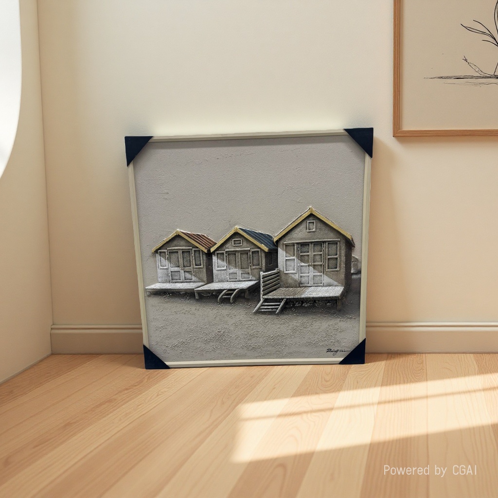 Modern decorative paintings, relief paintings, three small houses, fabric decorative paintings, violin frames, ceramic plate paintings Specification image