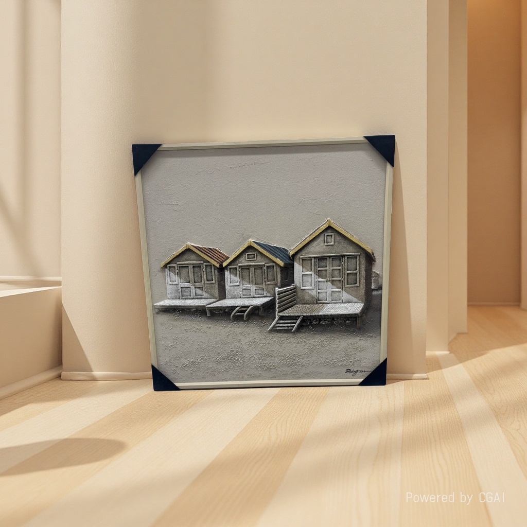Modern decorative paintings, relief paintings, three small houses, fabric decorative paintings, violin frames, ceramic plate paintings