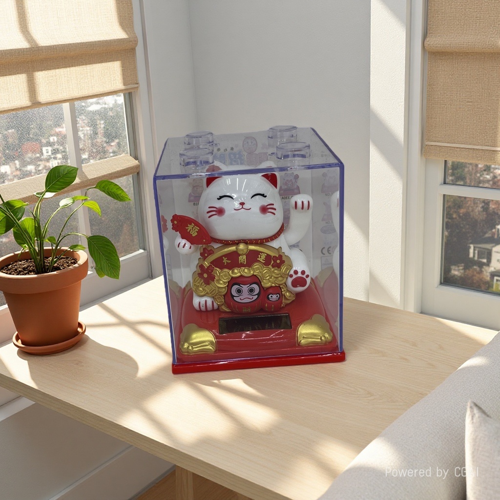 新款招财猫摆件太阳能自动摇手汽车装饰摆件装饰创意礼品跨境工厂101920579
