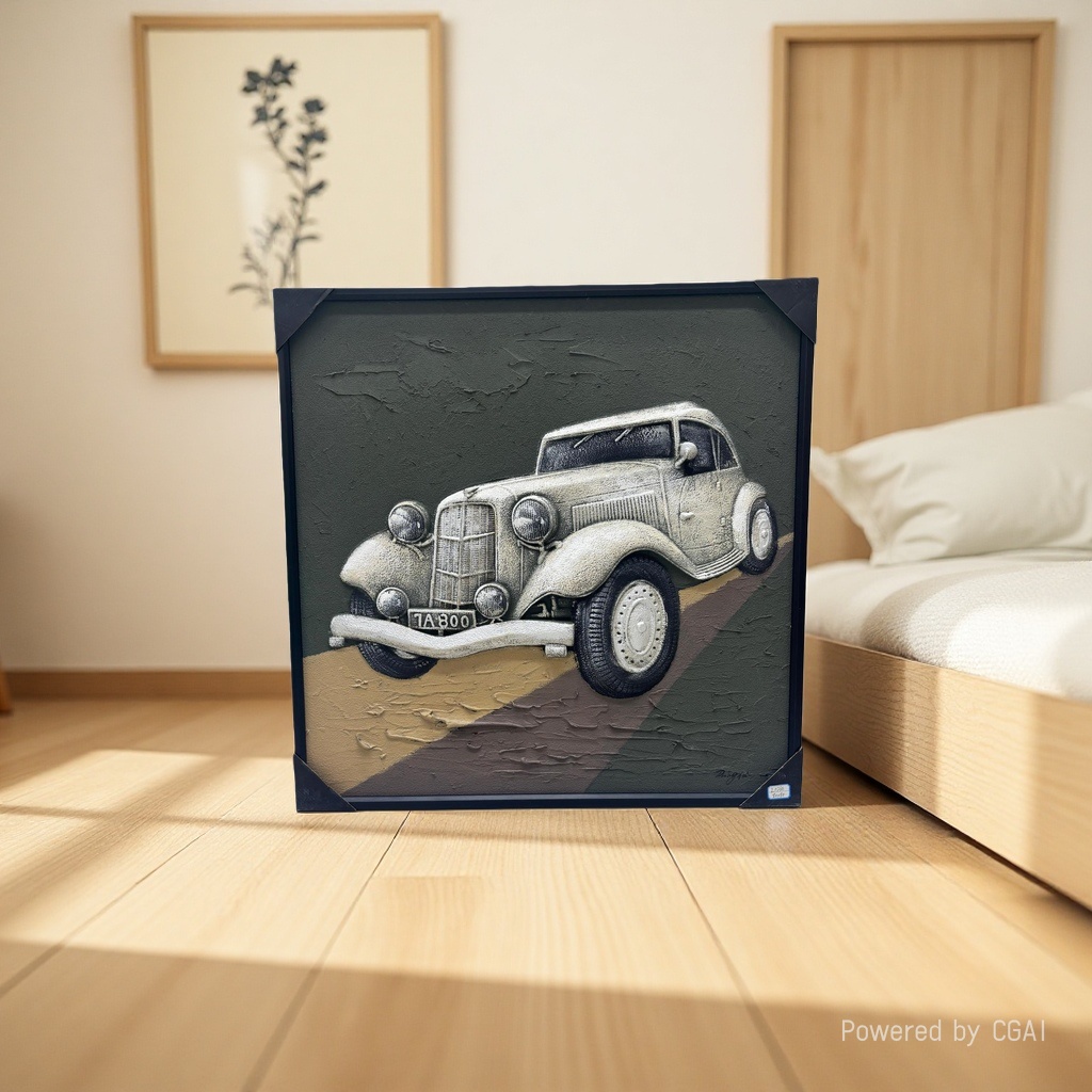 Relief paintings, vintage car decorative paintings, handcrafted Suzhou embroidery paintings, charcoal stick sketches, canvas paintings Application Scenario