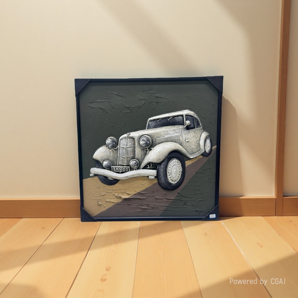 Relief paintings, vintage car decorative paintings, handcrafted Suzhou embroidery paintings, charcoal stick sketches, canvas paintings details Picture