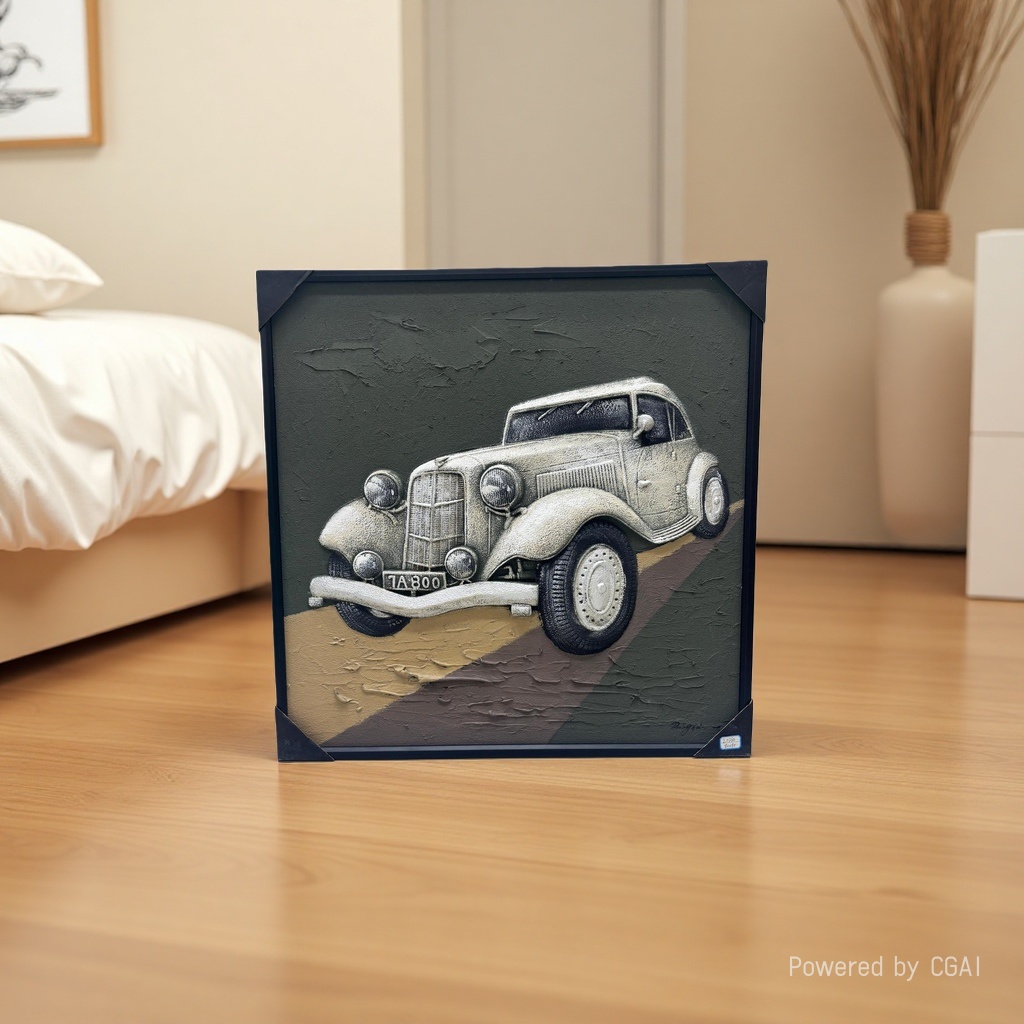 Relief paintings, vintage car decorative paintings, handcrafted Suzhou embroidery paintings, charcoal stick sketches, canvas paintings Specification image