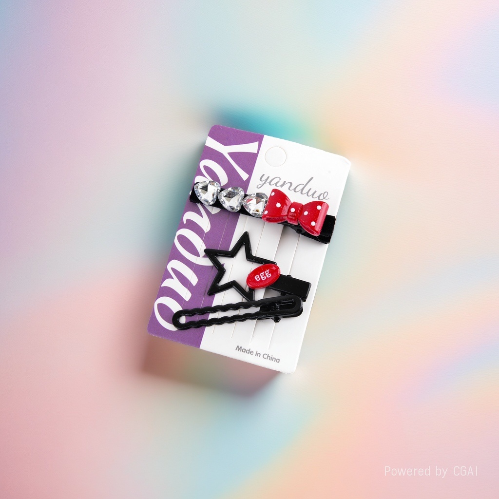 Summer cute cream dopamine children's hair clips, colorful polka dots, sweet hollowed-out clouds, broken bangs side clips details Picture
