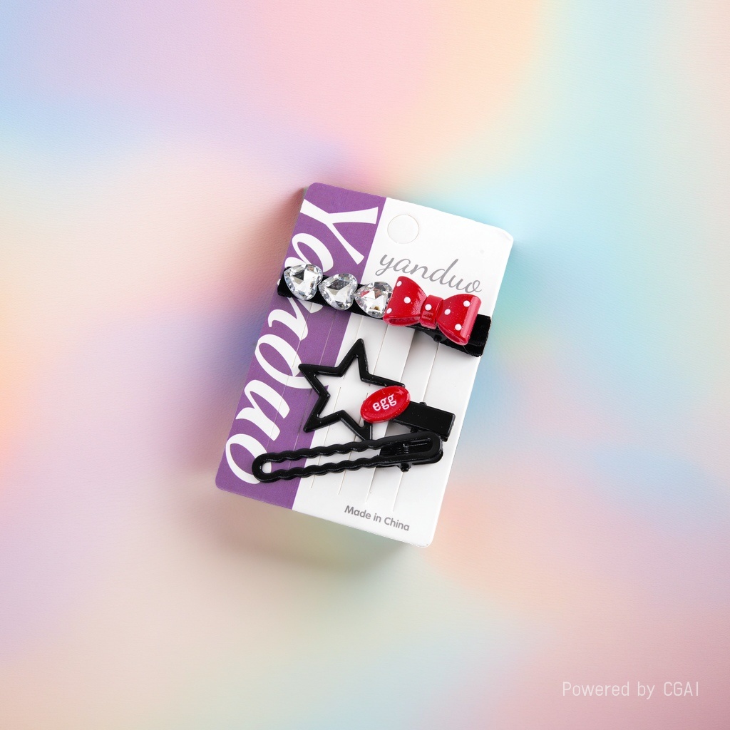 Summer cute cream dopamine children's hair clips, colorful polka dots, sweet hollowed-out clouds, broken bangs side clips