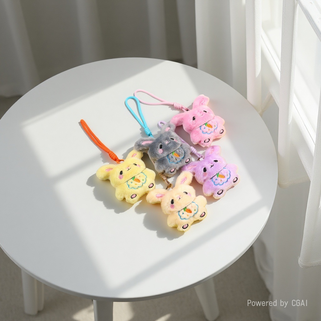 Plush embroidered rabbit pendant, cute little rabbit doll, plush toy, key pendant, long-eared rabbit bag, keychain Application Scenario