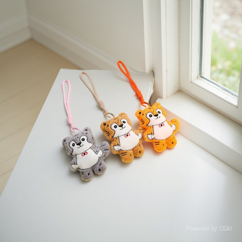 Influyente pequeño tigre muñeca de peluche llavero colgante delicado coche colgante para niñas pequeño regalo juguetes al por mayor details Picture