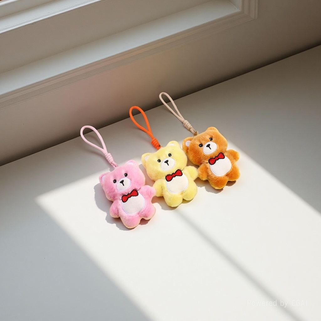 Peluche bordado oso muñeca bondadoso colgante llavero juguete de peluche muñeca de trapo para niñas bolsa colgante accesorios al por mayor